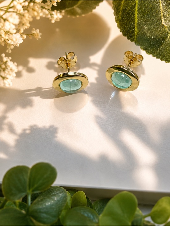 Tous Jewelry - Gold-Plated Stud 925 Earrings with Light blue Stones